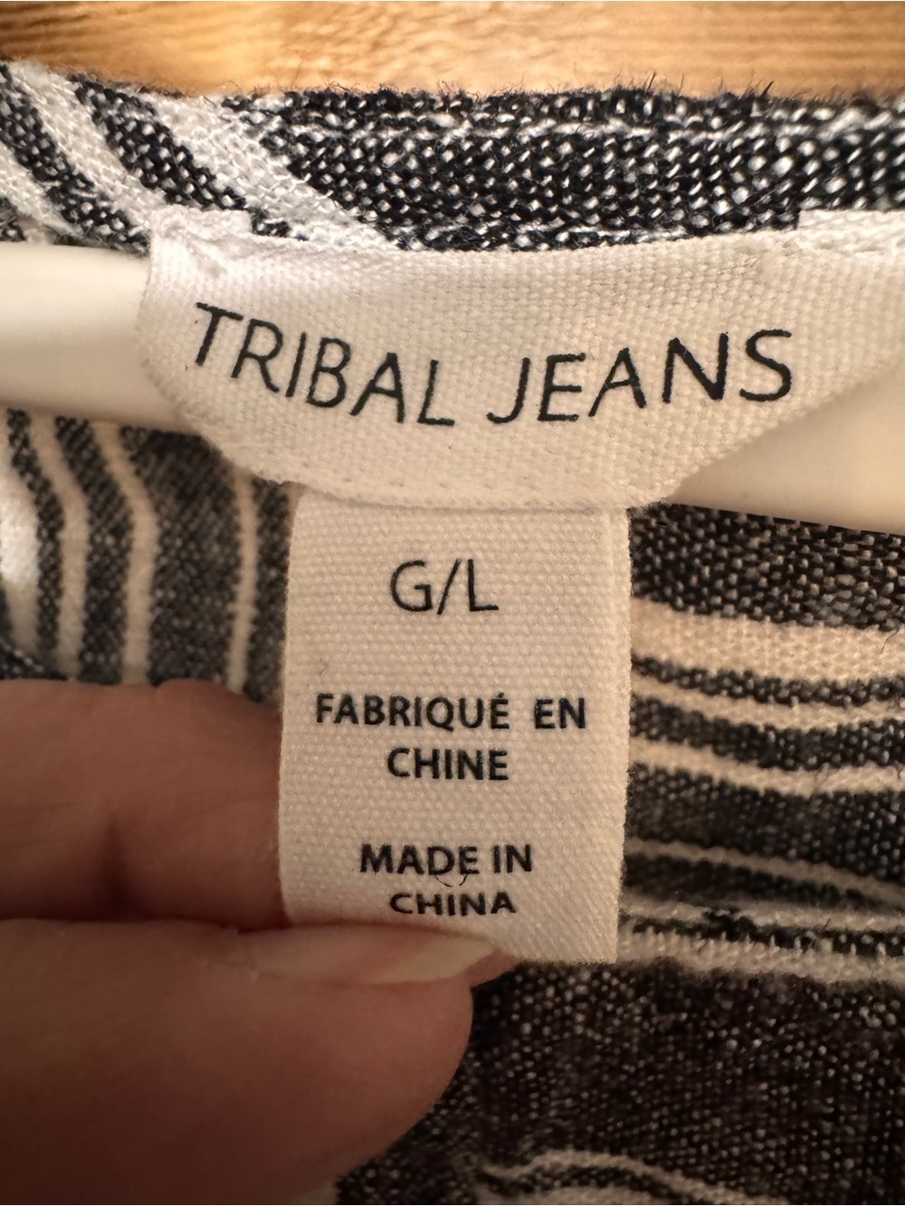 🤍 Tribal Mixed Stripe Linen Blend Blouse – Size Large - Picture 4 of 8